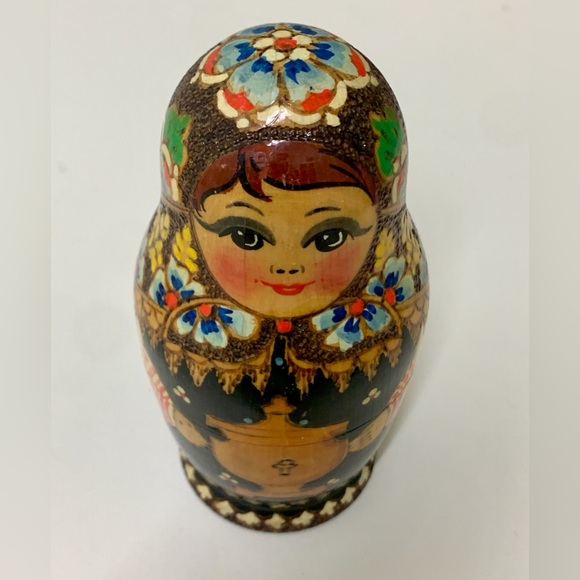 Vtg Soviet Era USSR Russian Female 7 Generation Textured Matryoshka Dolls - Picture 8 of 16